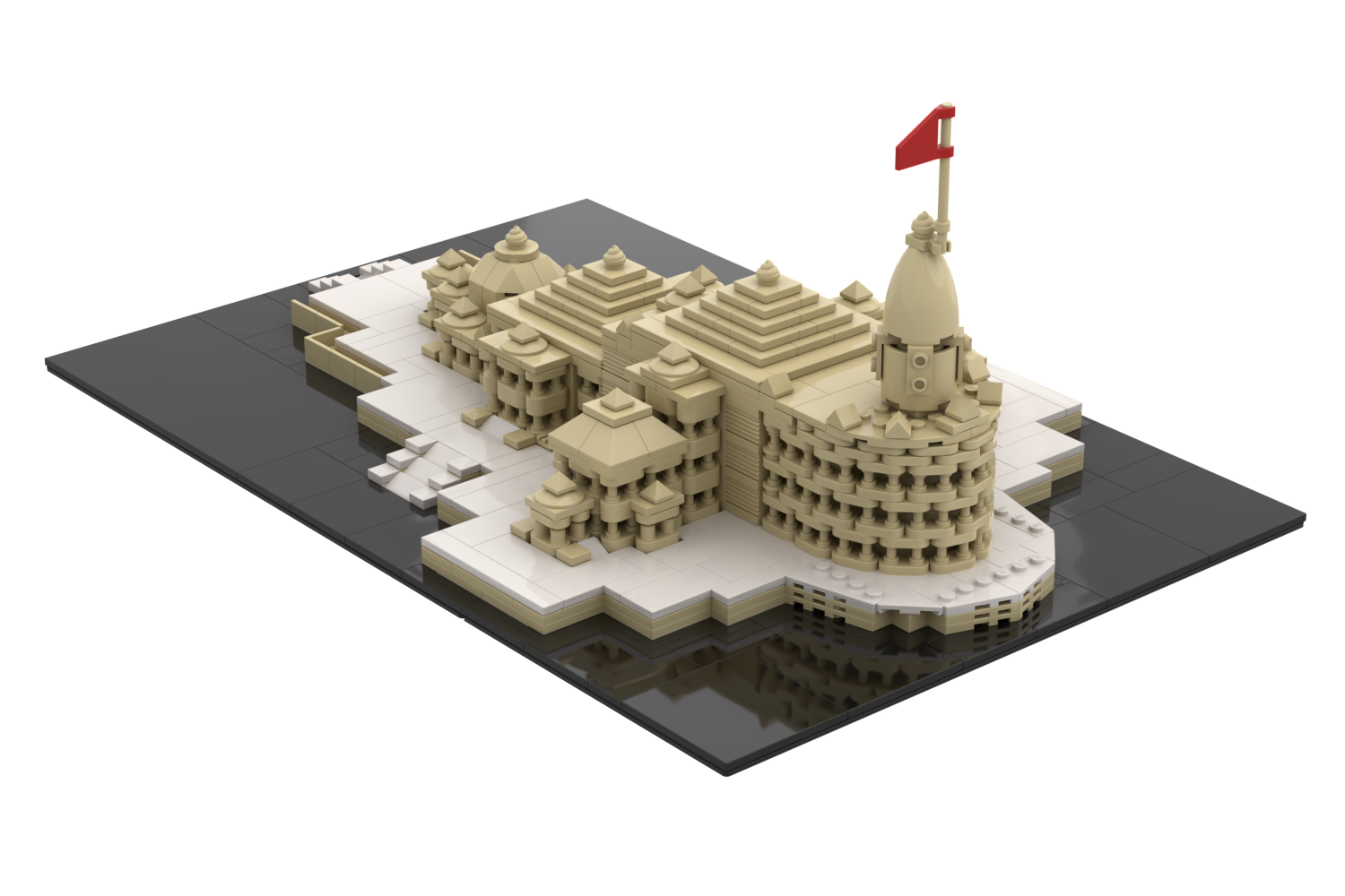 Front three-quarter render of the Shri Ram Temple brick set